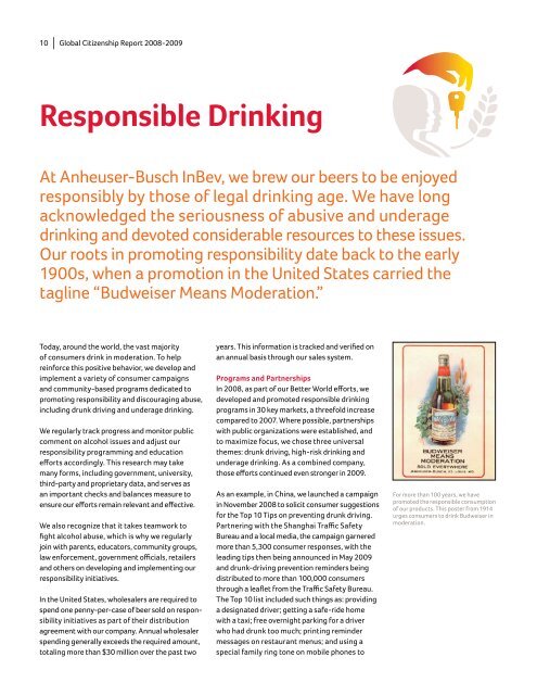 Beer & A Better World - Anheuser-Busch InBev