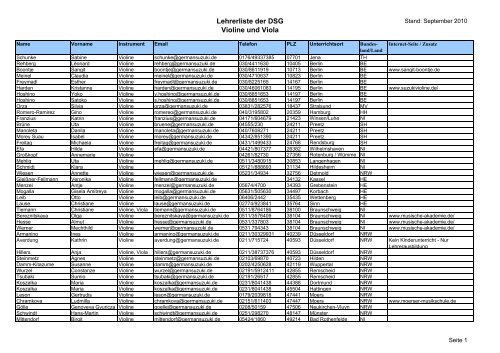 Lehrerliste der DSG Violine und Viola - Germansuzuki.de