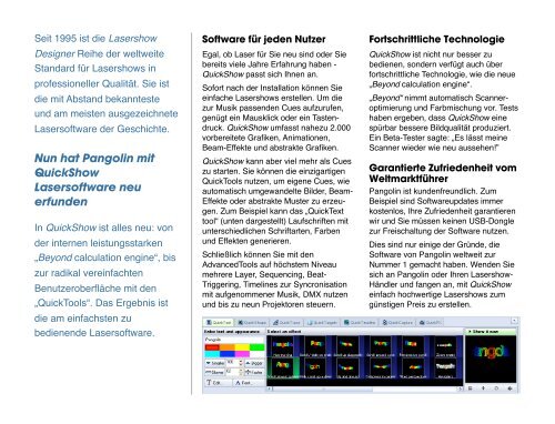 QuickShow brochure - Pangolin Laser Systems Inc.