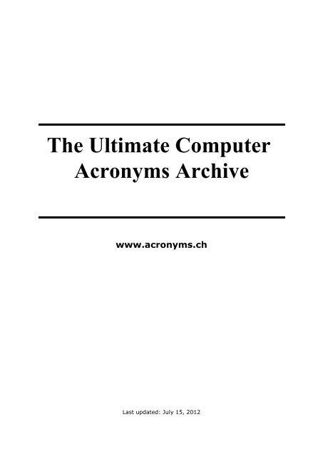 The Ultimate Computer Acronyms Archive