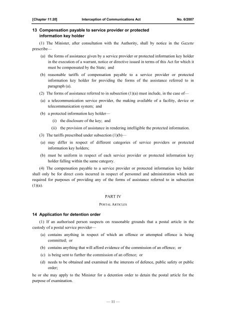 Interception of Communications Act Chapter 11-20 - No ... - Kubatana