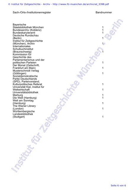 Archiv - Institut für Zeitgeschichte