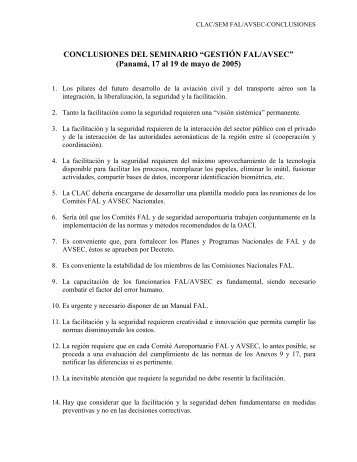 Conclusiones - Comisión Latinoamericana de Aviación Civil