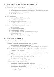 1 Plan du cours de ThÃ©orie financi`ere III 2 Plan dÃ©taillÃ© du cours