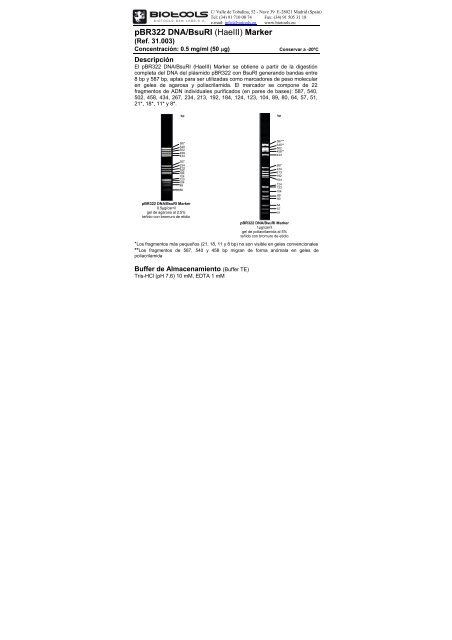 pBR322 DNA/BsuRI (HaeIII) Marker - Biotools