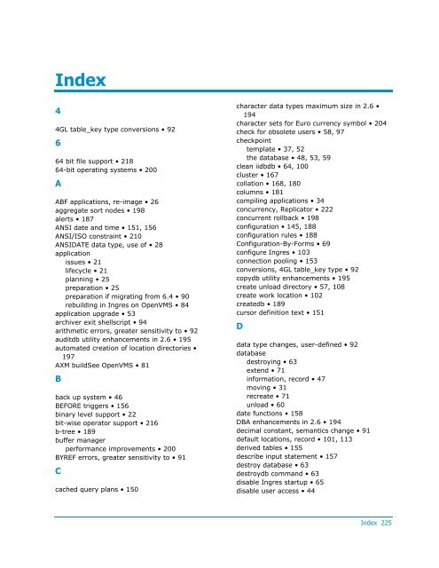 Ingres 9.2 Migration Guide - Actian