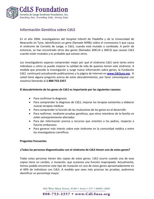 InformaciÃ³n Genetica sorb CdLS