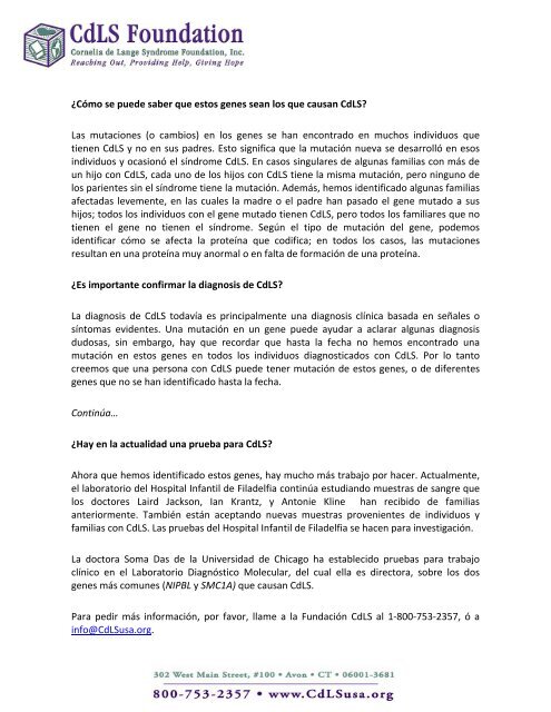 InformaciÃ³n Genetica sorb CdLS