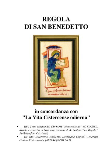 Regola di San Benedetto in concordanza con - OCist
