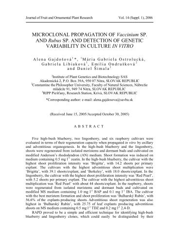 MICROCLONAL PROPAGATION OF Vaccinium SP. AND Rubus SP ...