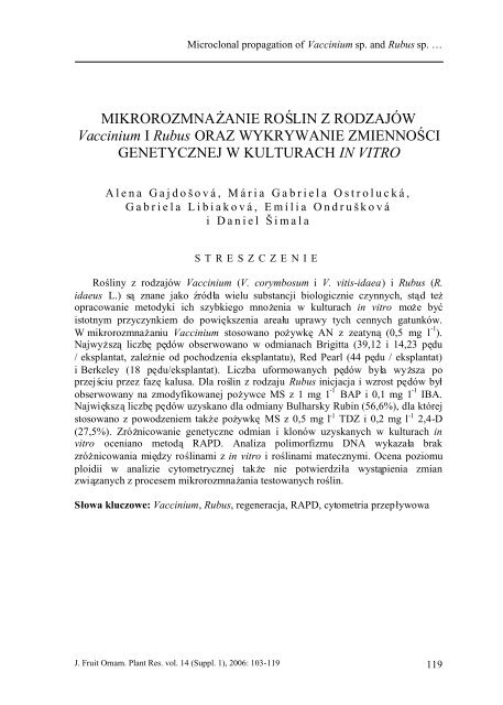 MICROCLONAL PROPAGATION OF Vaccinium SP. AND Rubus SP ...