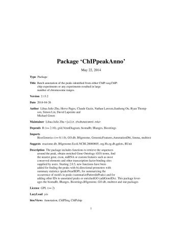 Package 'ChIPpeakAnno' - Bioconductor