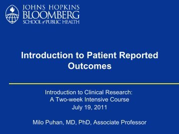 Introduction to Patient Reported Outcomes - The Johns Hopkins ...