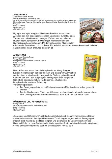 Spieleliste Bewegte Brettspiele - wienXtra-spielebox