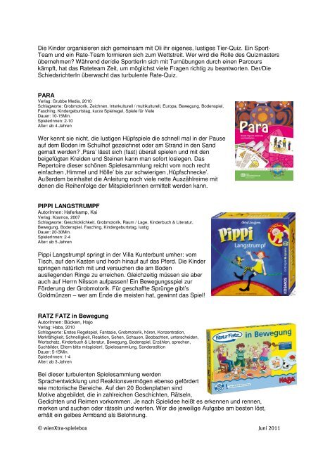 Spieleliste Bewegte Brettspiele - wienXtra-spielebox