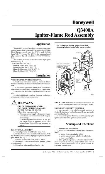 69-0751 - Q3400A Igniter-Flame Rod Assembly - PexSupply.com