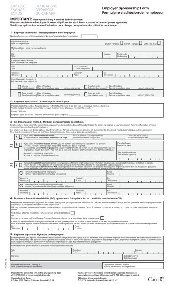 Employer Sponsorship Form / Formulaire d'adhÃ©sion de l'employeur