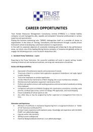 CAREER OPPORTUNITIES - Zoom Tanzania