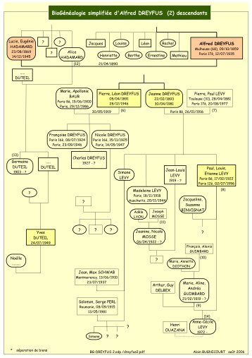 BioGÃ©nÃ©alogie simplifiÃ©e d'Alfred DREYFUS (2) descendants - Free