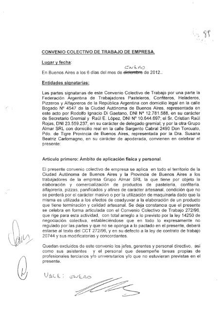 CONVENIO COLECTIVO DE TRABAJO DE EMPRESA ... - Laboralis