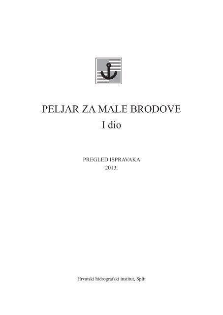 PELJAR ZA MALE BRODOVE I dio - Hrvatski hidrografski institut