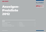 Anzeigen- Preisliste 2012 - Klambt-Verlag