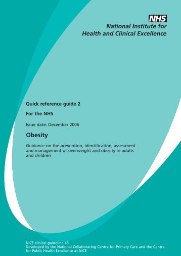 CG43 Obesity: Quick reference guide 2 for the NHS - Playfield Institute