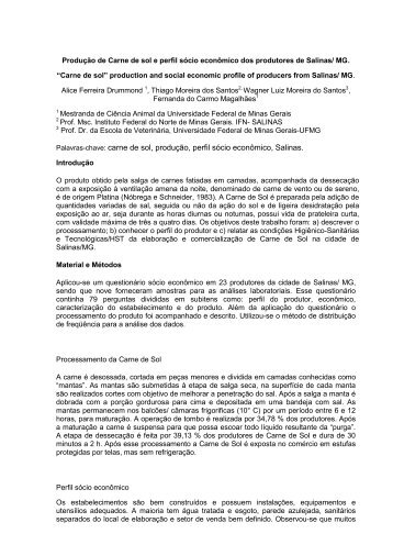 Produção de Carne de sol e perfil sócio econômico dos ... - SOVERGS