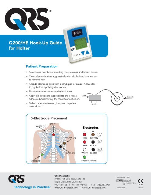 Q200/HE Hook-Up Guide for Holter - QRS Diagnostic