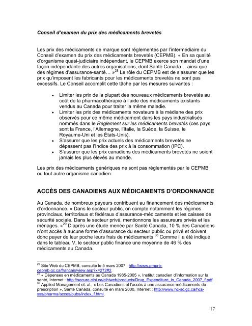 les mÃ©dicaments gÃ©nÃ©riques au canada