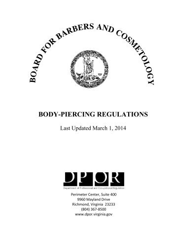 Body-Piercing Regulations - Virginia Department of Professional ...