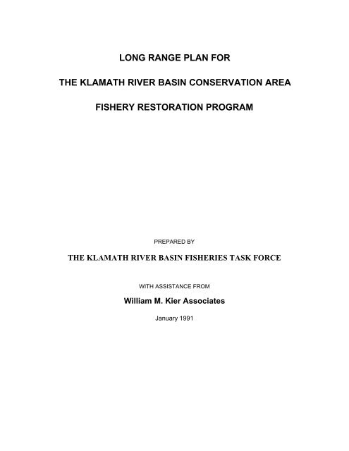Long Range Plan For The Klamath River Basin ... - KrisWeb