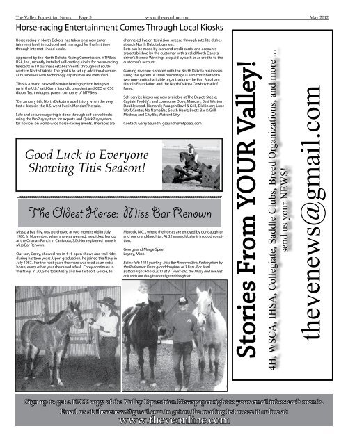 May 2012 - The Valley Equestrian Newspaper