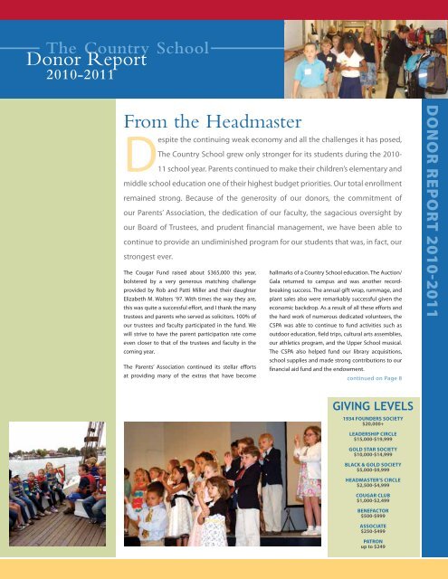 2010-11 Donor Report - The Country School