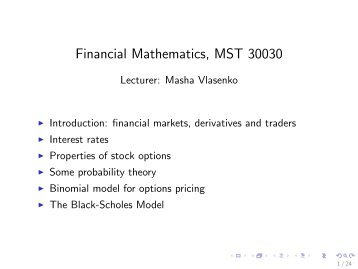 Financial Mathematics, MST 30030