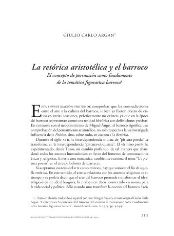 La retórica aristotélica y el barroco - Anales del Instituto de ...