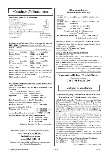 FrÃƒÂ¼hlingsbotschaft - Gemeinde Weinbergen