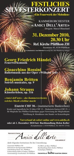 festliches silvesterkonzert - Kammerorchester «Amici dell'arte