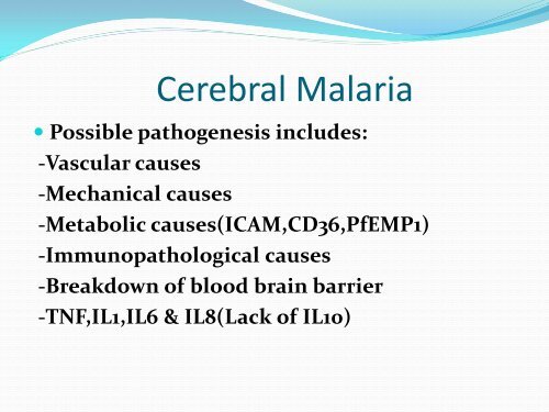 The pathology of malaria