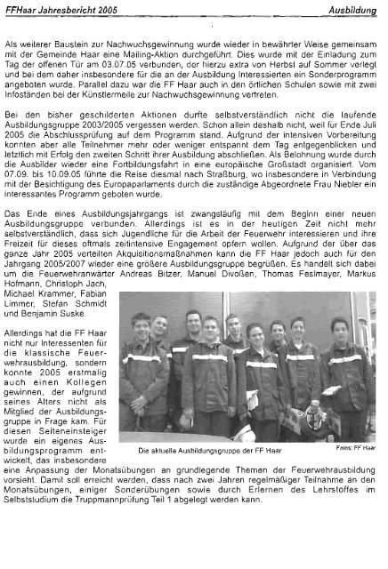 Jahresbericht 2005 - Freiwillige Feuerwehr Haar