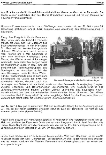 Jahresbericht 2005 - Freiwillige Feuerwehr Haar