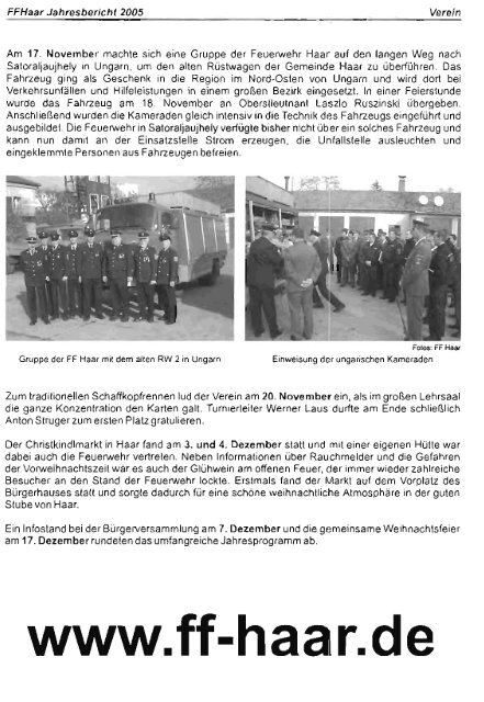Jahresbericht 2005 - Freiwillige Feuerwehr Haar