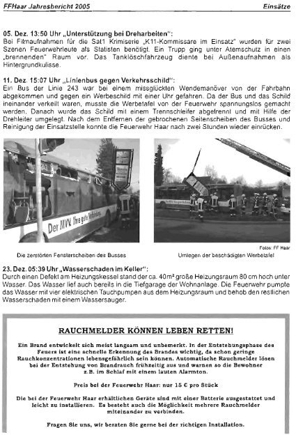 Jahresbericht 2005 - Freiwillige Feuerwehr Haar