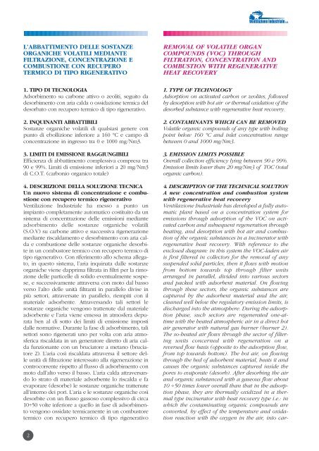 l'abbattimento delle sostanze - Ventilazione Industriale