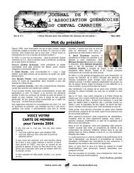 Volume 06-1 Mars 2004 - Association québécoise du cheval canadien