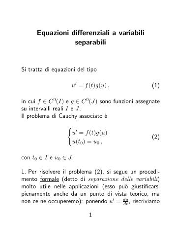 Equazioni differenziali a variabili separabili