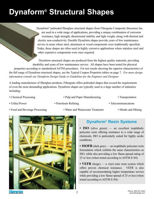 Dynaform® Fiberglass Structural Shapes