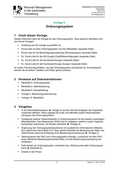 Ordnungssystem Vorlage