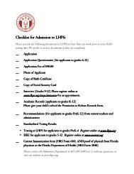 Checklist for Admission to LHPS - Lake Highland Preparatory School