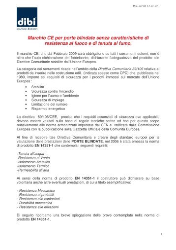 Marchio CE per porte blindate - DI.BI. Porte Blindate